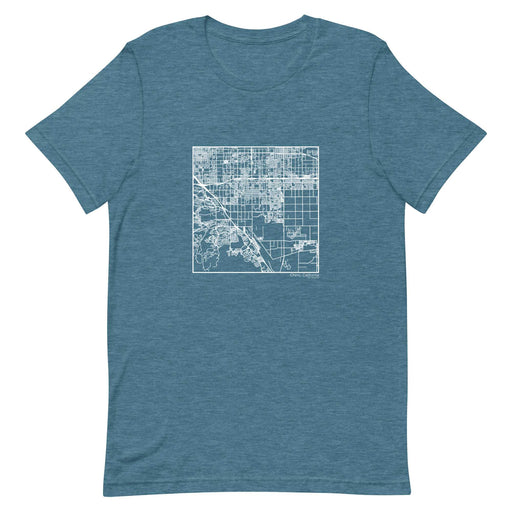 Chino California  Map Unisex T-Shirt with City inscription in Heather Teal