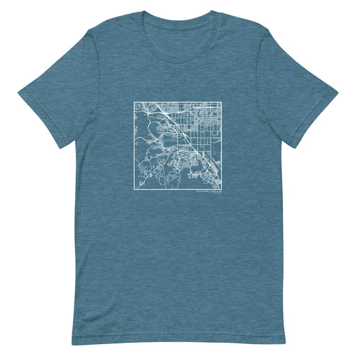 Chino Hills California  Map Unisex T-Shirt with City inscription in Heather Teal