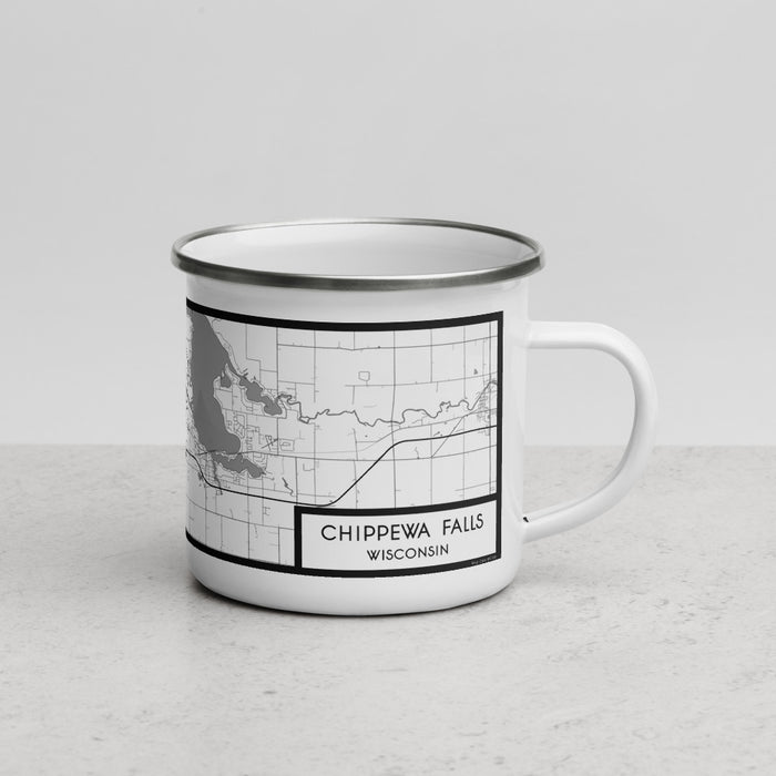 Right View Custom Chippewa Falls Wisconsin Map Enamel Mug in Classic