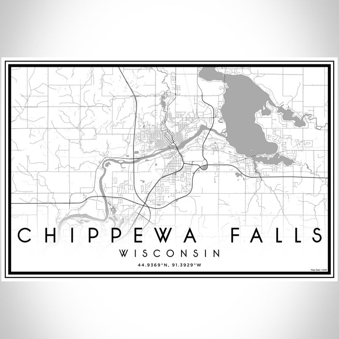 Chippewa Falls Wisconsin Map Print Landscape Orientation in Classic Style With Shaded Background