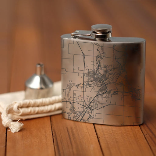 Chippewa Falls Wisconsin Custom Engraved City Map Inscription Coordinates on 6oz Stainless Steel Flask