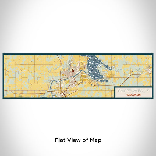 Flat View of Map Custom Chippewa Falls Wisconsin Map Enamel Mug in Woodblock