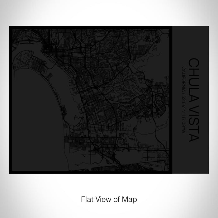 Rendered View of Chula Vista California Map on 20oz Stainless Steel Insulated Bottle with Bamboo Top in Matte Black with printed Tactile Lines Map in Black