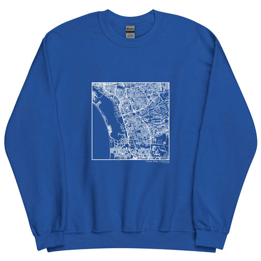 Chula Vista California  Map Unisex Crewneck Sweater with City inscription in Royal Blue