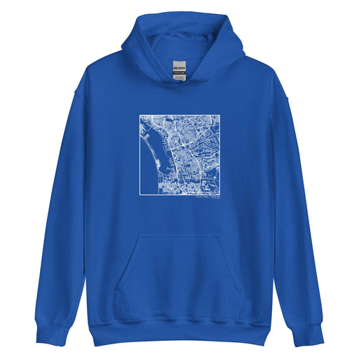 Chula Vista California  Map Unisex Hoodie Sweater with City inscription in Royal Blue