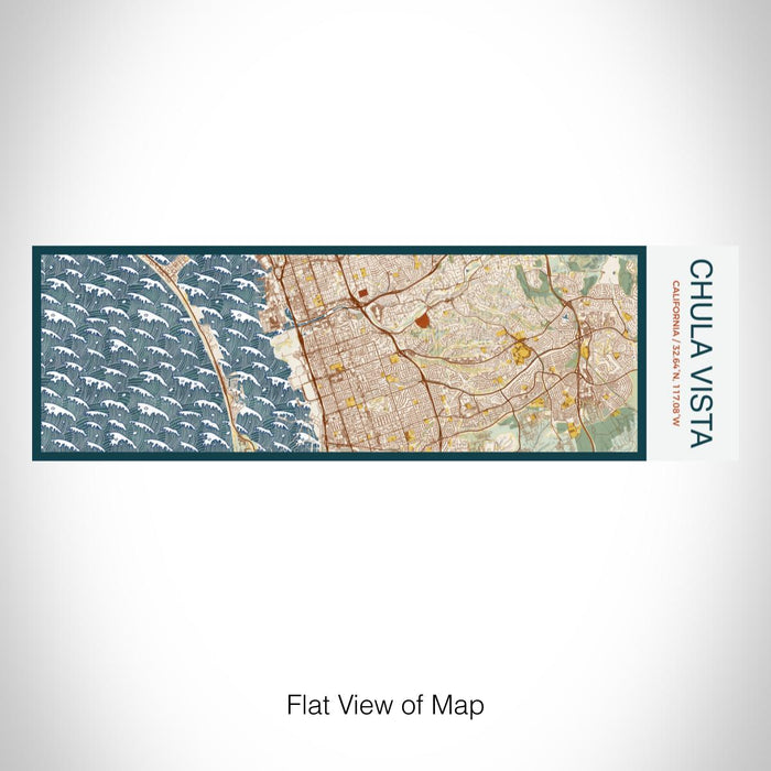 Rendered View of Chula Vista California Map on 10oz Stainless Steel Insulated Cup in Woodblock with Sliding Lid