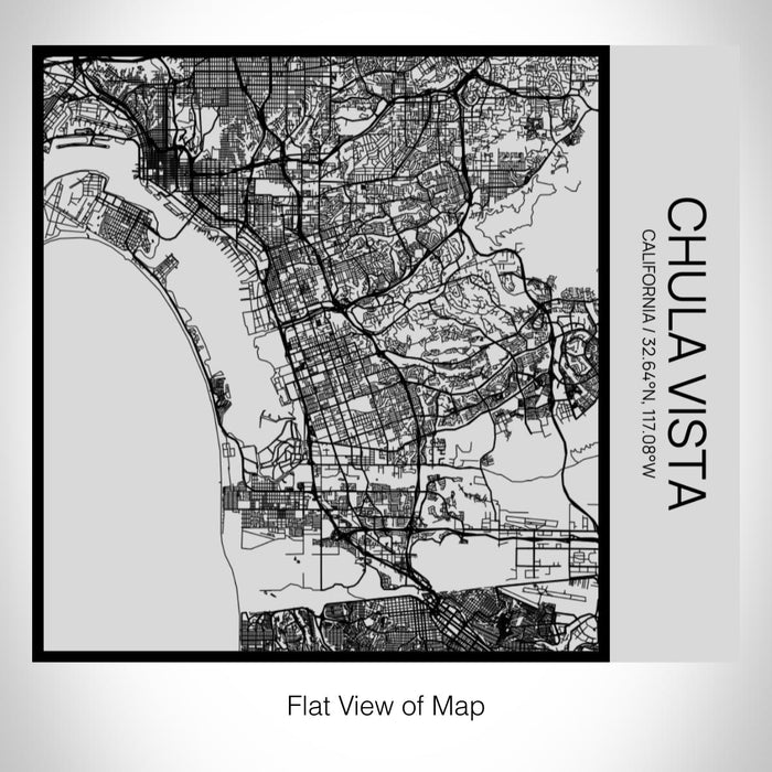 Rendered View of Chula Vista California Map on 17oz Stainless Steel Insulated Tumbler in Tactile Lines with Succulent in Background