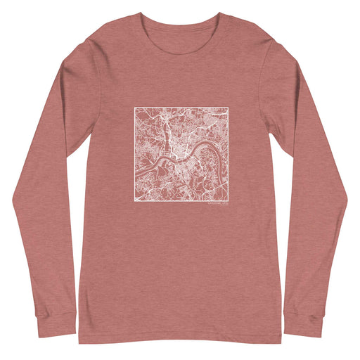 Cincinnati Ohio  Map Unisex Long-Sleeve T-shirt with City inscription in Heather Mauve