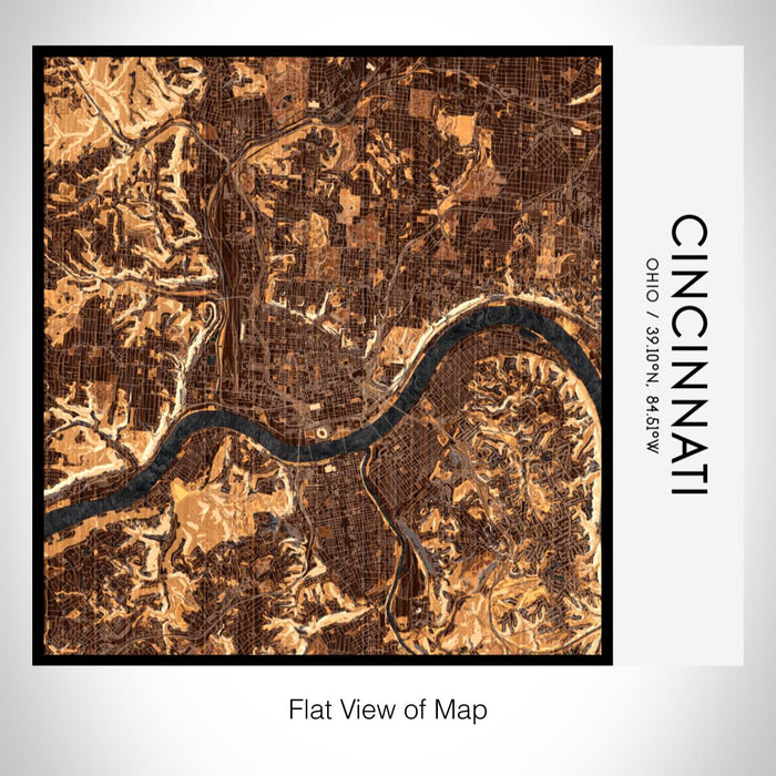 Rendered View of Cincinnati Ohio Map on 17oz Stainless Steel Insulated Tumbler in Ember Map Style