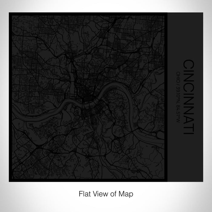 Rendered View of Cincinnati Ohio Map on 17oz Stainless Steel Insulated Tumbler in Matte Black with Tactile Lines