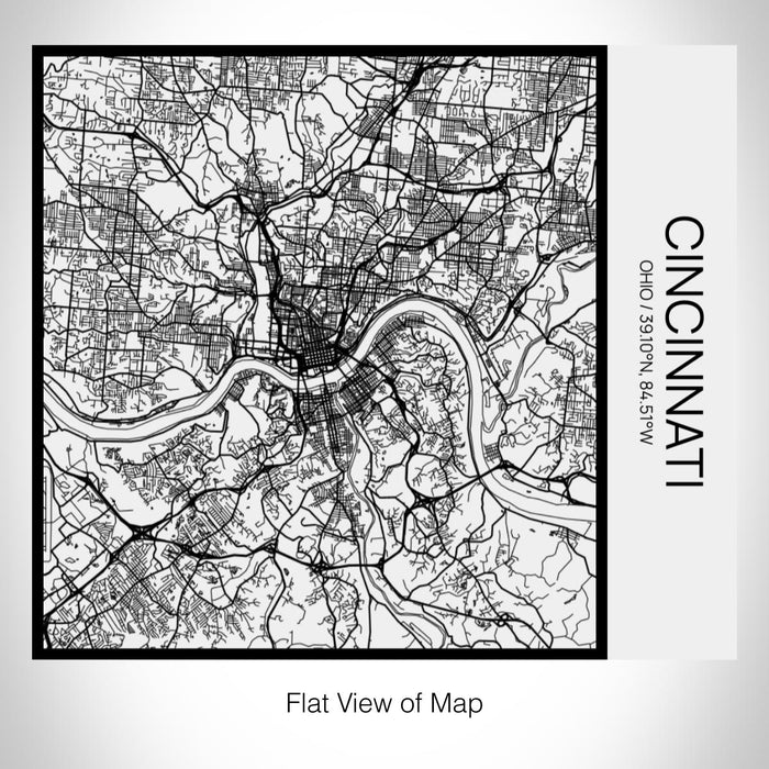 Rendered View of Cincinnati Ohio Map on 17oz Stainless Steel Insulated Tumbler in Matte White with Tactile Lines