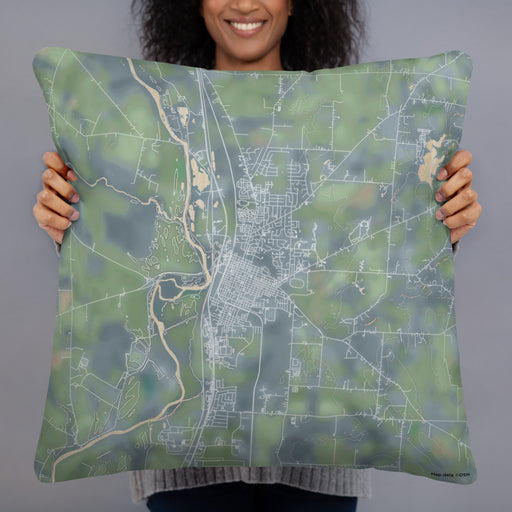 Person holding 22x22 Custom Circleville Ohio Map Throw Pillow in Afternoon