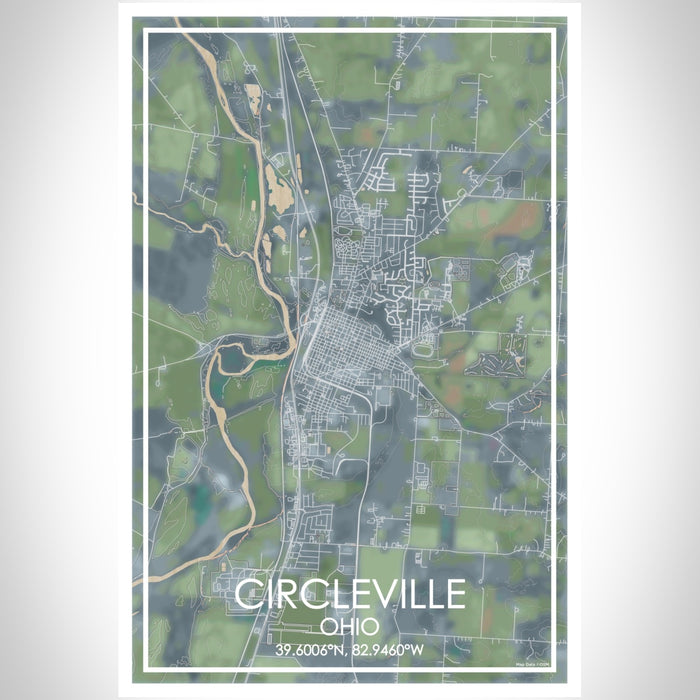 Circleville Ohio Map Print Portrait Orientation in Afternoon Style With Shaded Background