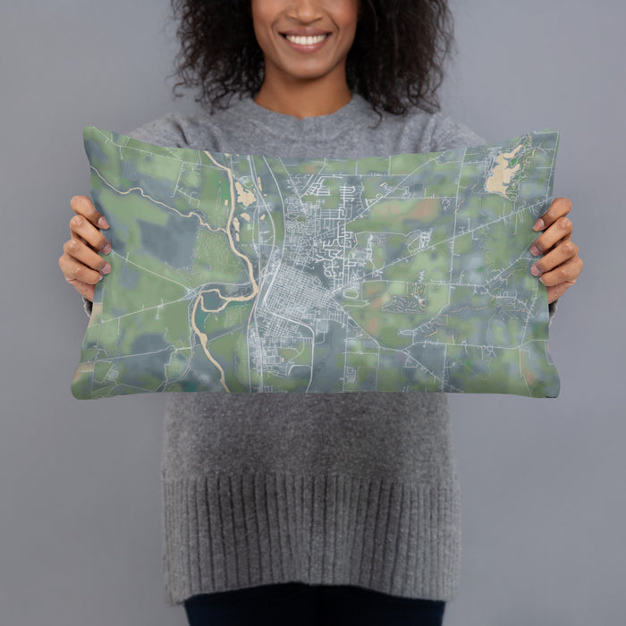 Person holding 20x12 Custom Circleville Ohio Map Throw Pillow in Afternoon