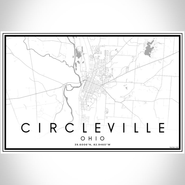 Circleville Ohio Map Print Landscape Orientation in Classic Style With Shaded Background