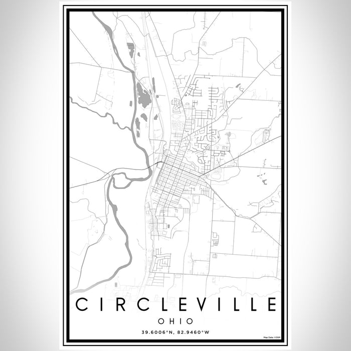 Circleville Ohio Map Print Portrait Orientation in Classic Style With Shaded Background