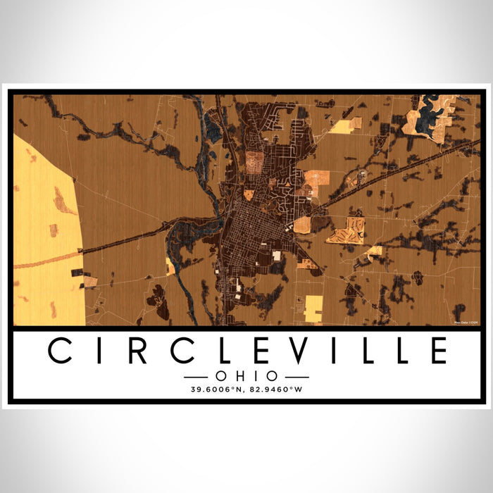 Circleville Ohio Map Print Landscape Orientation in Ember Style With Shaded Background