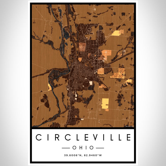Circleville Ohio Map Print Portrait Orientation in Ember Style With Shaded Background