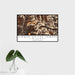 16x24 Cirque of the Towers Wyoming Map Print Landscape Orientation in Ember Style With Tropical Plant Leaves in Water