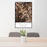 24x36 Cirque of the Towers Wyoming Map Print Portrait Orientation in Ember Style Behind 2 Chairs Table and Potted Plant