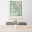 24x36 Cirque of the Towers Wyoming Map Print Portrait Orientation in Woodblock Style Behind 2 Chairs Table and Potted Plant