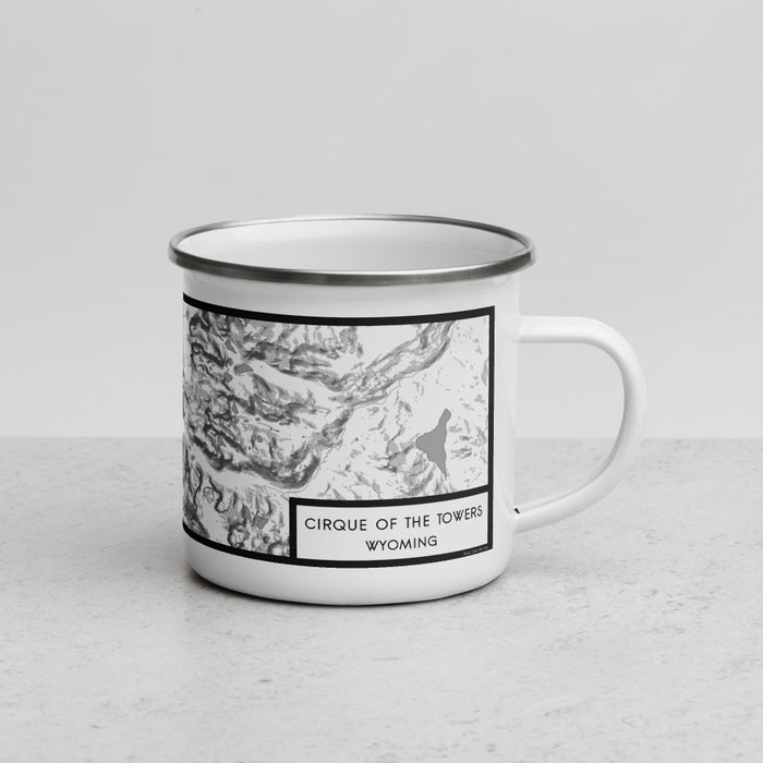 Right View Custom Cirque of the Towers Wyoming Map Enamel Mug in Classic