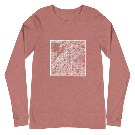 Citrus Heights California  Map Unisex Long-Sleeve T-shirt with City inscription in Heather Mauve
