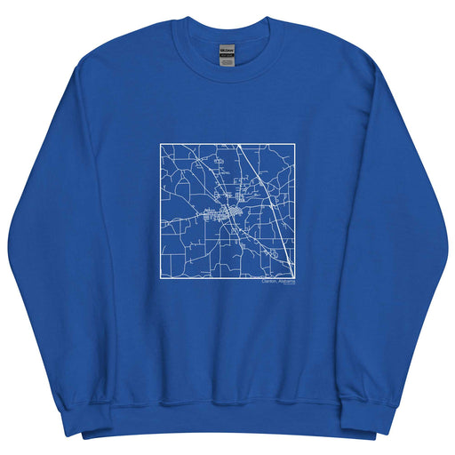 Clanton Alabama  Map Unisex Crewneck Sweater with City inscription in Royal Blue
