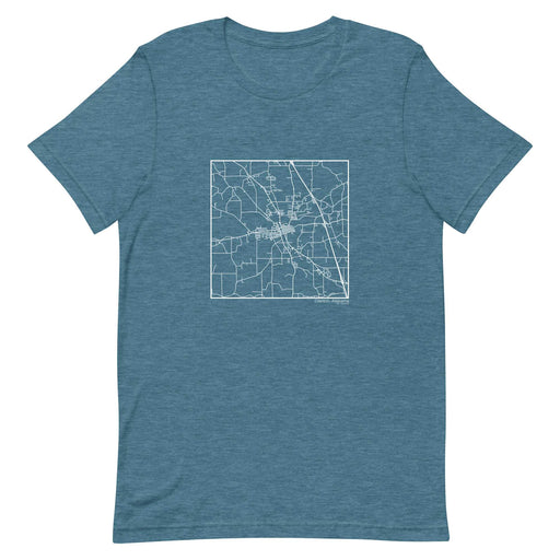 Clanton Alabama  Map Unisex T-Shirt with City inscription in Heather Teal