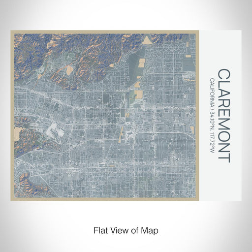 Rendered View of Claremont California Map on 20oz Stainless Steel Insulated Bottle with Bamboo Top with printed afternoon style map