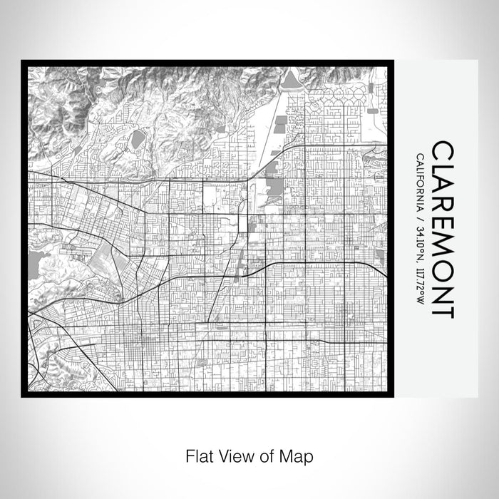 Rendered View of Claremont California Map on 20oz Stainless Steel Insulated Bottle with Bamboo Top with printed classic style map