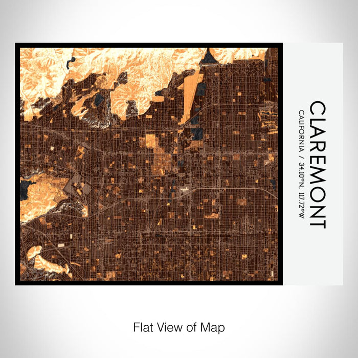 Rendered View of Claremont California Map on 20oz Stainless Steel Insulated Bottle with Bamboo Top with printed ember style map