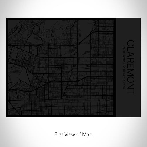 Rendered View of Claremont California Map on 20oz Stainless Steel Insulated Bottle with Bamboo Top in Matte Black with printed Tactile Lines Map in Black