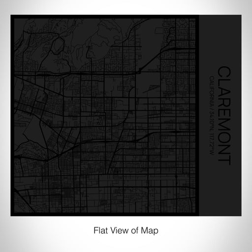 Rendered View of Claremont California Map on 17oz Stainless Steel Insulated Tumbler in Matte Black with Tactile Lines