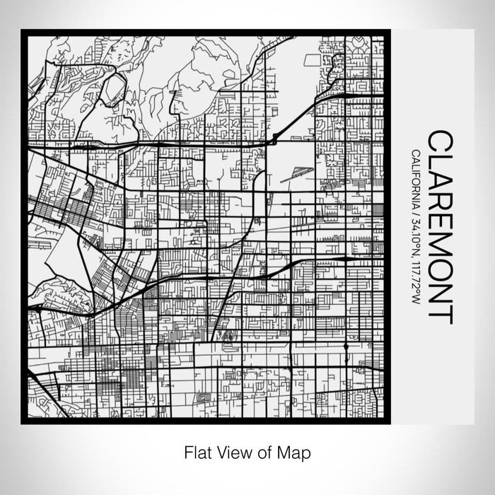Rendered View of Claremont California Map on 17oz Stainless Steel Insulated Tumbler in Matte White with Tactile Lines