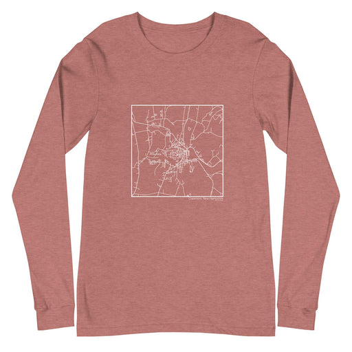 Claremont New Hampshire  Map Unisex Long-Sleeve T-shirt with City inscription in Heather Mauve