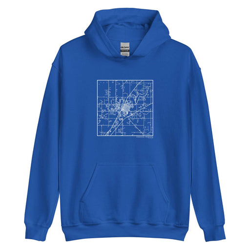Claremore Oklahoma  Map Unisex Hoodie Sweater with City inscription in Royal Blue