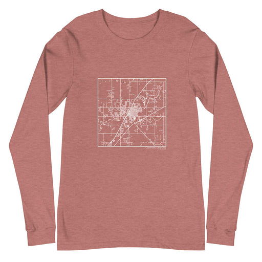 Claremore Oklahoma  Map Unisex Long-Sleeve T-shirt with City inscription in Heather Mauve