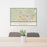 24x36 Clarksburg West Virginia Map Print Lanscape Orientation in Woodblock Style Behind 2 Chairs Table and Potted Plant