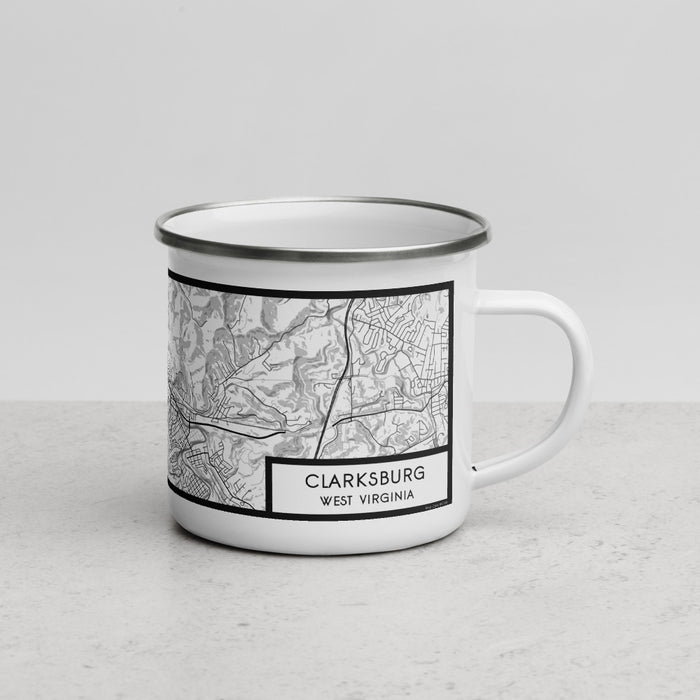 Right View Custom Clarksburg West Virginia Map Enamel Mug in Classic