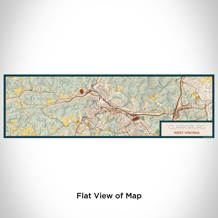 Flat View of Map Custom Clarksburg West Virginia Map Enamel Mug in Woodblock