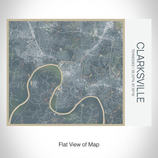 Rendered View of Clarksville Tennessee Map on 20oz Stainless Steel Insulated Bottle with Bamboo Top with printed afternoon style map