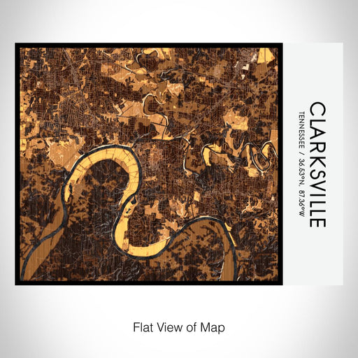 Rendered View of Clarksville Tennessee Map on 20oz Stainless Steel Insulated Bottle with Bamboo Top with printed ember style map