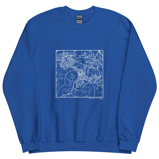 Clarksville Tennessee  Map Unisex Crewneck Sweater with City inscription in Royal Blue