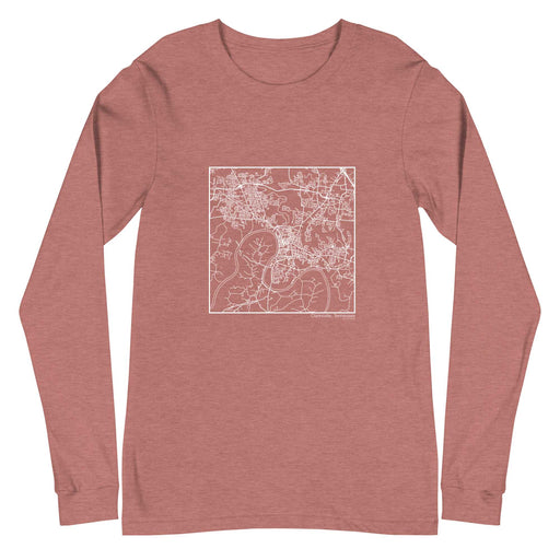 Clarksville Tennessee  Map Unisex Long-Sleeve T-shirt with City inscription in Heather Mauve