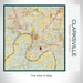 Rendered View of Clarksville Tennessee Map on 17oz Stainless Steel Insulated Tumbler in Woodblock Map Style