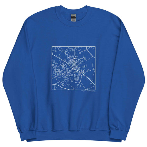 Clayton North Carolina  Map Unisex Crewneck Sweater with City inscription in Royal Blue
