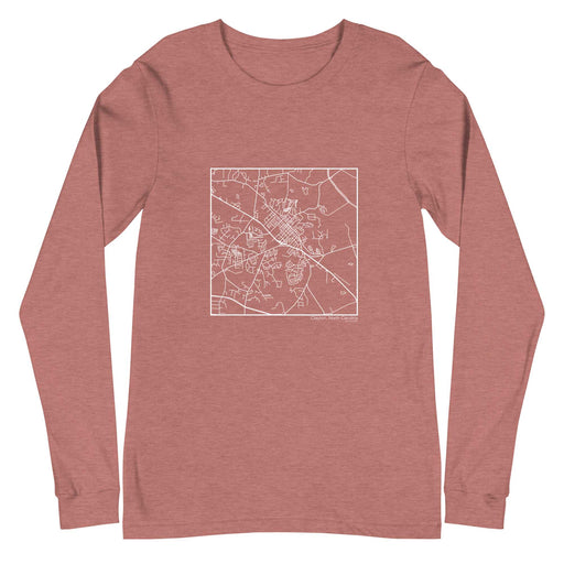 Clayton North Carolina  Map Unisex Long-Sleeve T-shirt with City inscription in Heather Mauve