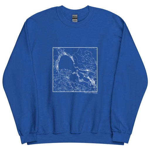 Clear Lake California  Map Unisex Crewneck Sweater with City inscription in Royal Blue