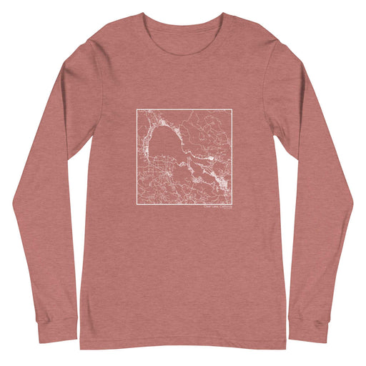 Clear Lake California  Map Unisex Long-Sleeve T-shirt with City inscription in Heather Mauve
